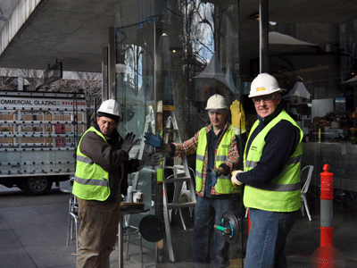 Commercial glazing team working